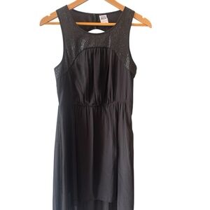Vera Moda Black Dress High Low‎ Small Sequins Keyhole Back